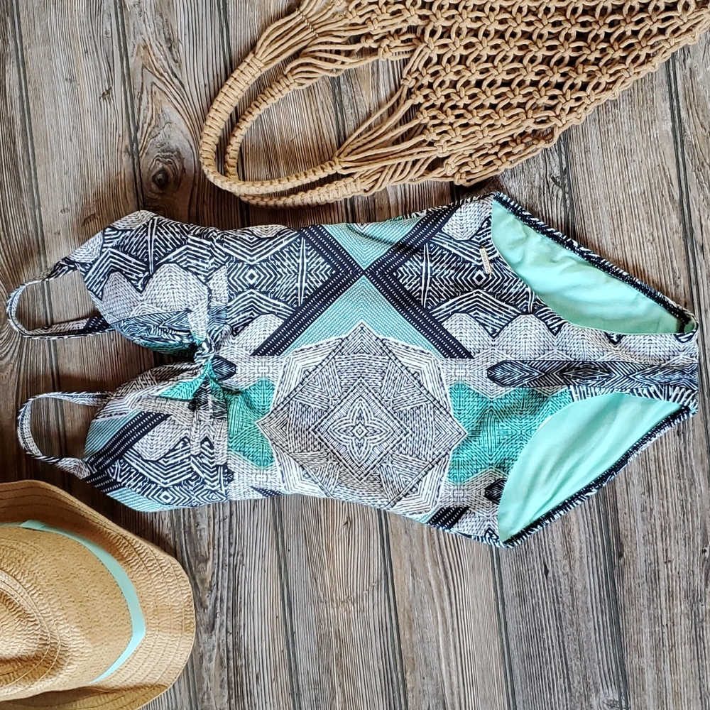 Sunseeker Geometric One-Piece Swimsuit Green Size 4